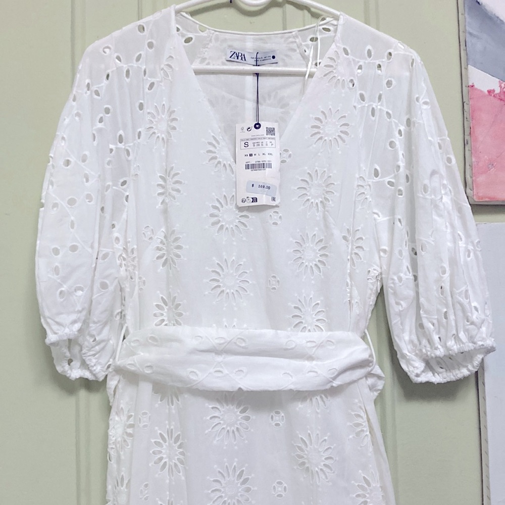 Zara White Eyelet Maxi Dress